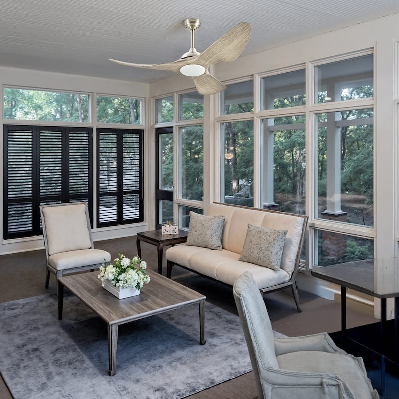 CO-Z 52" Outdoor Wet-Rated Waterproof LED Ceiling Fan with Dimmable Light and Remote Control