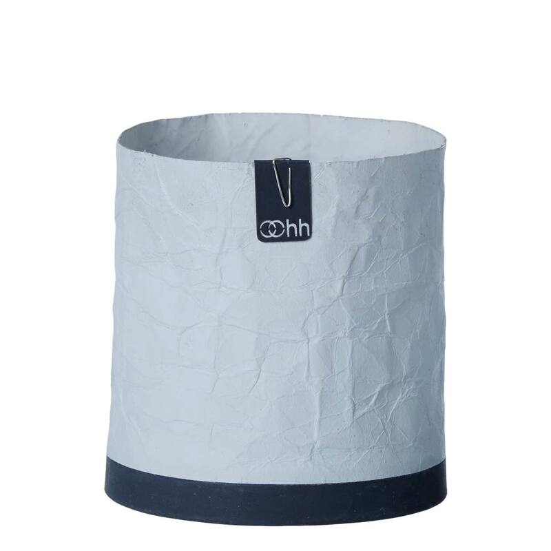 Med. Creased Paper Pot W/Cement Bottom Grey- A