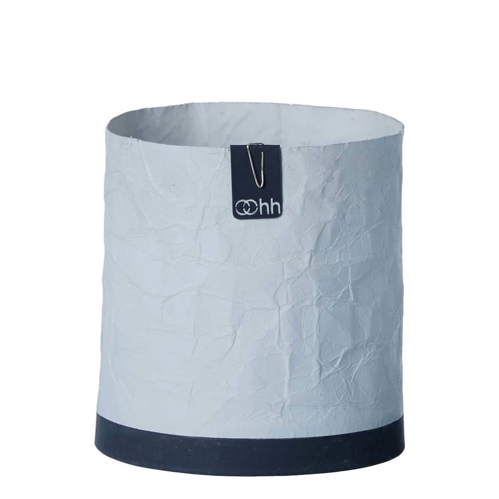Med. Creased Paper Pot W/Cement Bottom Grey- A