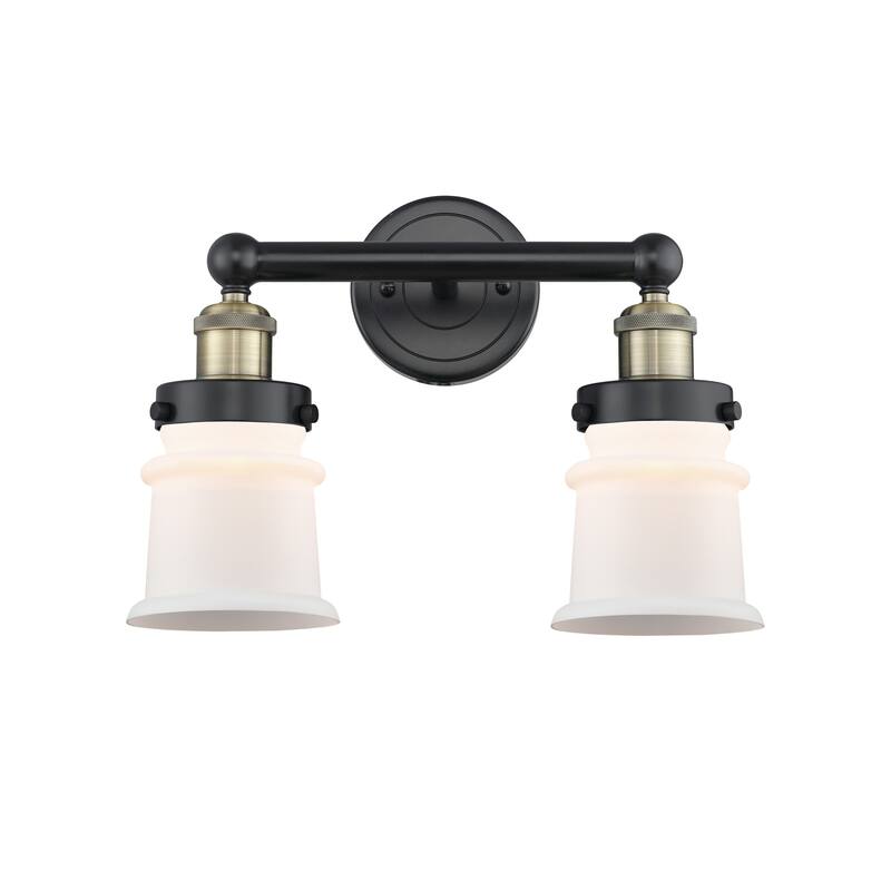 Innovations Lighting 616-2W-11-14 Canton Vanity Canton 2 Light 14" - Black Antique Brass / Matte White