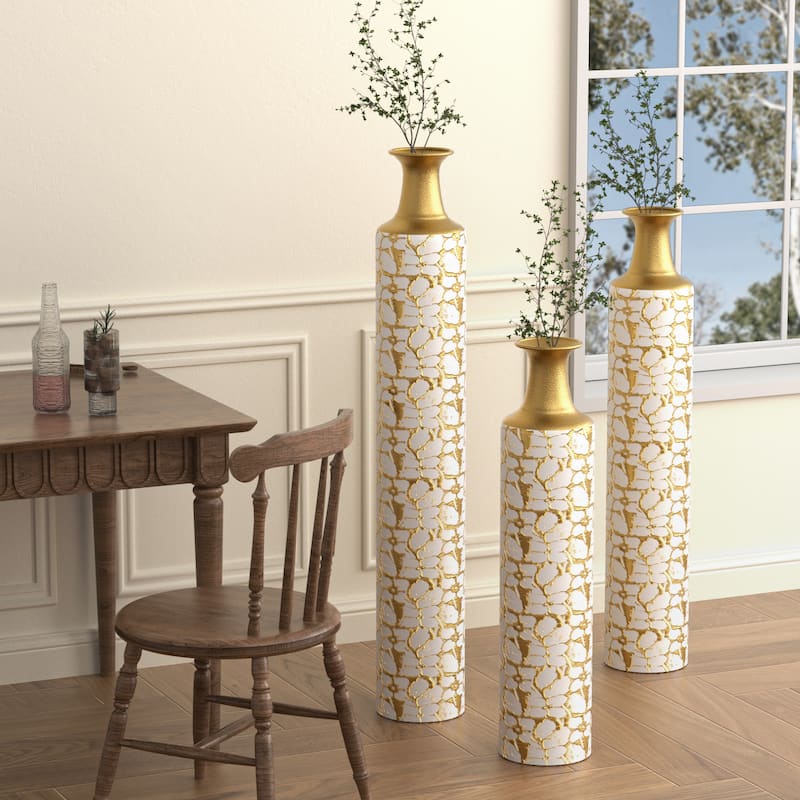 Floor Vases Gold Large Vases - 32/28/24 inch Decorative High Vases Set of 3 for Home Decor Vintage Large Vases