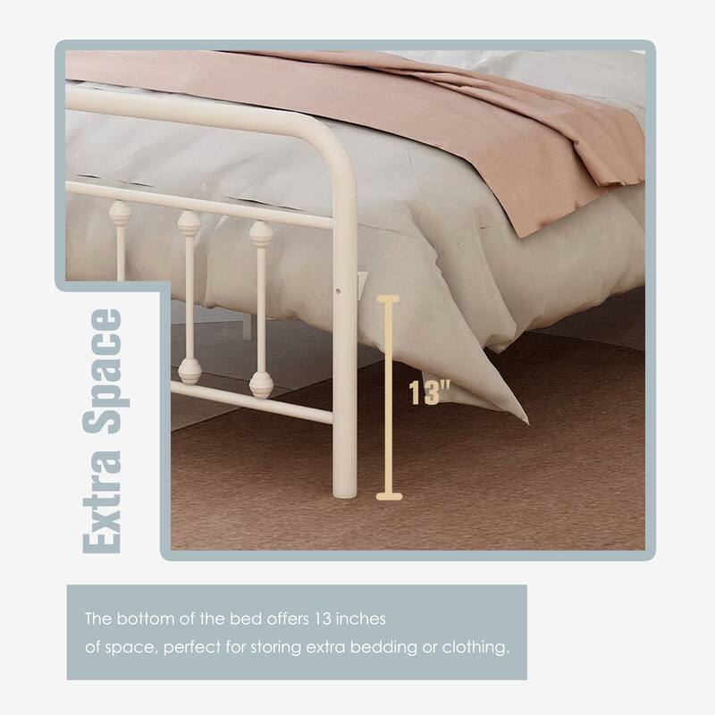 Alazyhome Simple Vintage Metal Platform Bed Frame, Easy-Assembly