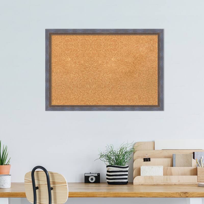 Two Tone Wood Framed Natural Corkboard Bulletin Board