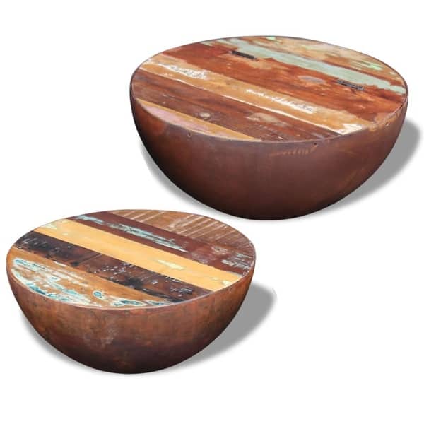 schakelaar Frustratie Spektakel Two Piece Bowl Shaped Coffee Table Set Solid Reclaimed Wood - Overstock -  35103529