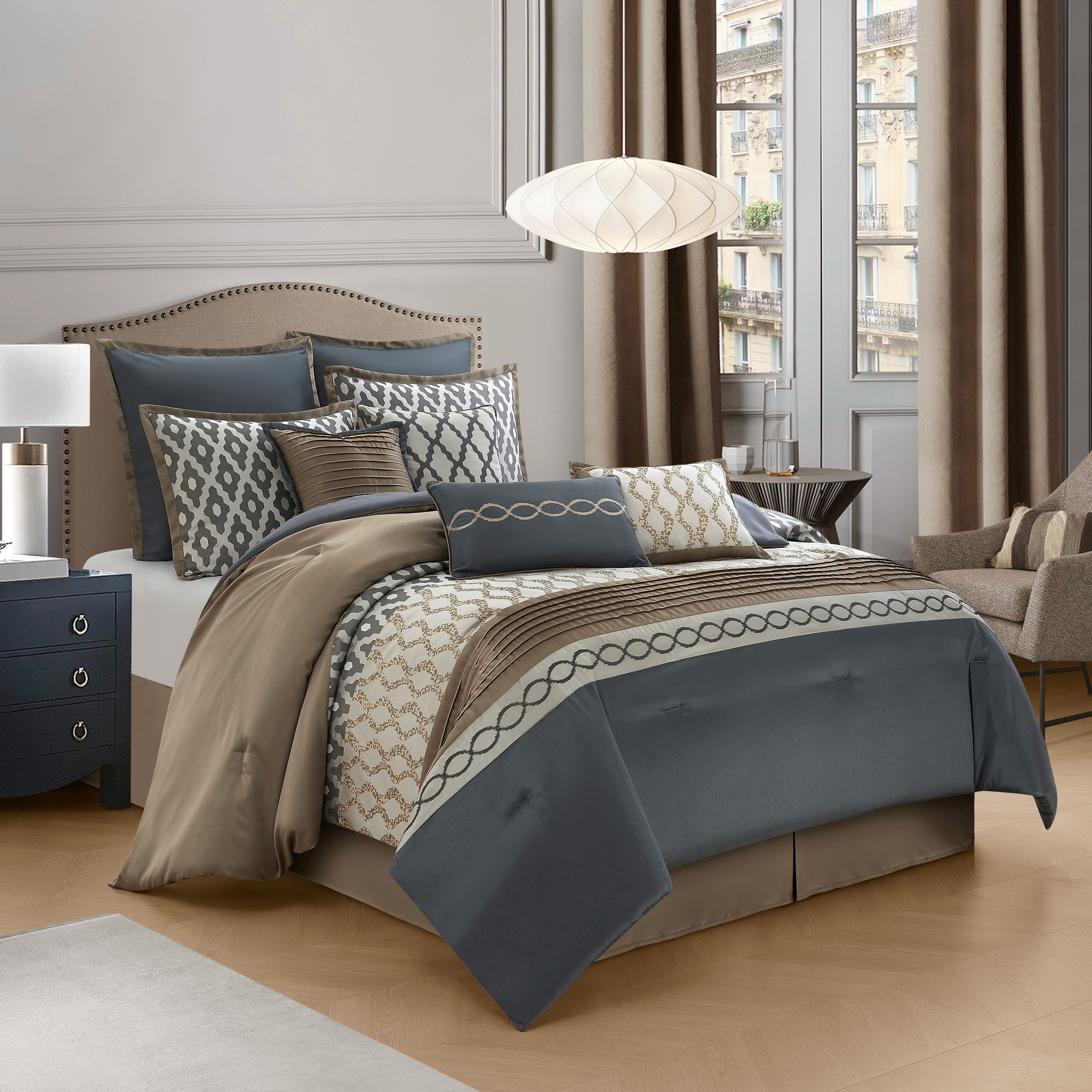Nanshing Calvin Luxury10-Piece Geometric Comforter Set - On Sale
