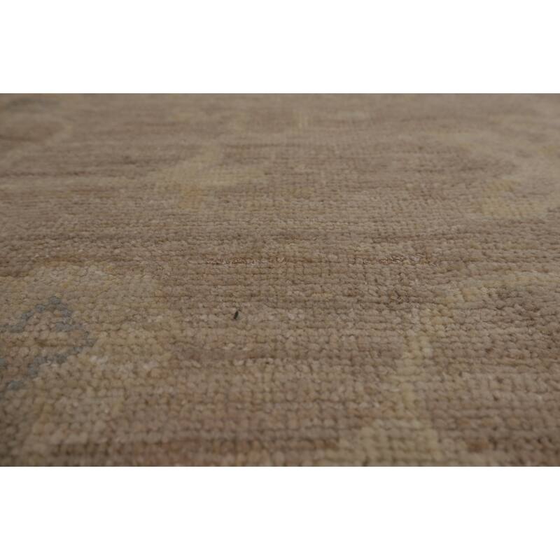 Vegetable Dye Oushak Turkish Rug Handmade Beige Wool Carpet - 8'0"x 9'11"