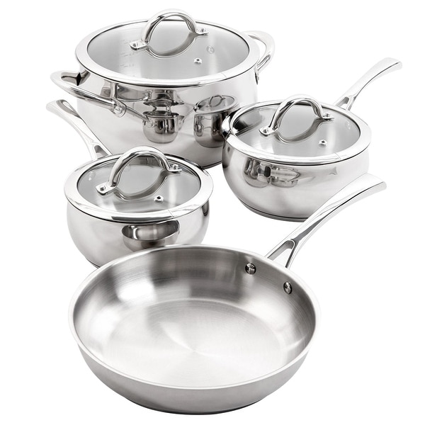 Oster 7 Piece Brushed Stainless Steel Cookware Set. Opens flyout.