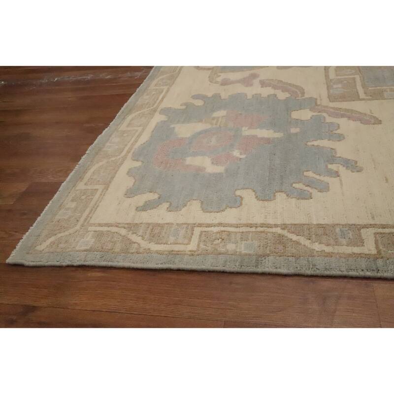 Hand Knotted Oriental 100% Wool Carpet Transitional All-Over Greys & Charcoal Oushak Area Rug - 13' 7'' X 9' 8''