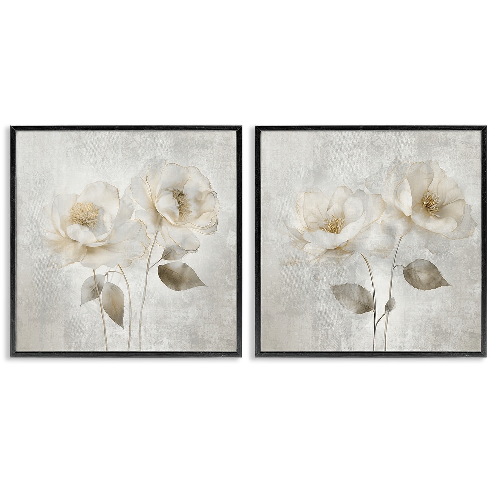 Stupell Soft Chic Roses Framed Giclee Art Design By Irene Weisz (Set of 2)