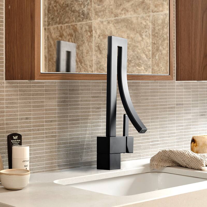 13.58"H Solid Brass Creative Design Bathroom Vessel Sink Faucet with Waterfall Spout