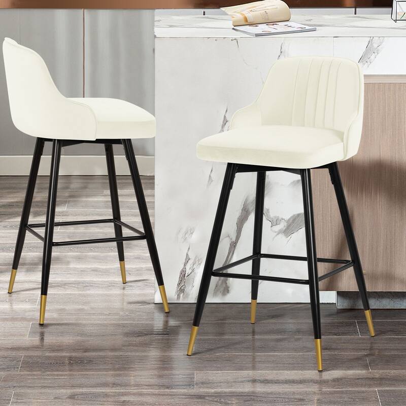 Modern Velvet Upholstered Swivel Counter/ Bar Stools Set of 2/4