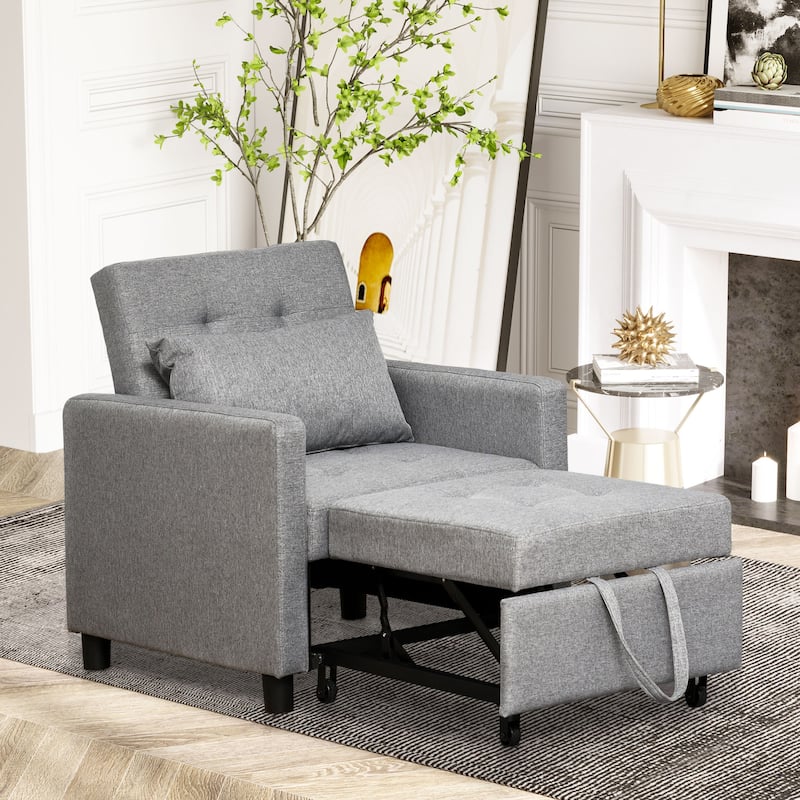 Grey 27.3" Tufted Lounge Chair with Adjustable Backrest