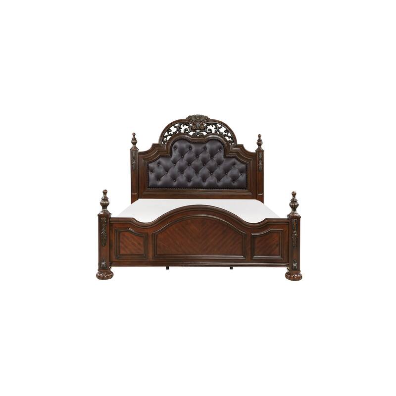 Muriel 6 Piece Espresso Faux Leather Upholstered Panel Bedroom Set