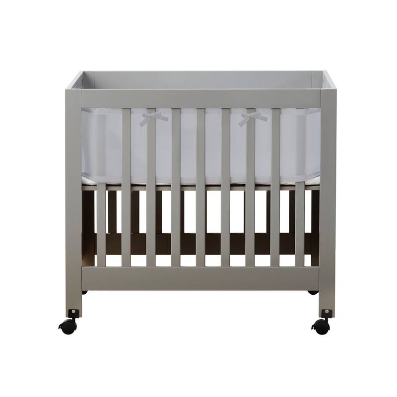 BreathableBaby Breathable Mesh Liner for Mini Cribs, Classic 3mm Mesh (Size 4M Covers 4 Sides, Mini Cribs Only) - Gray