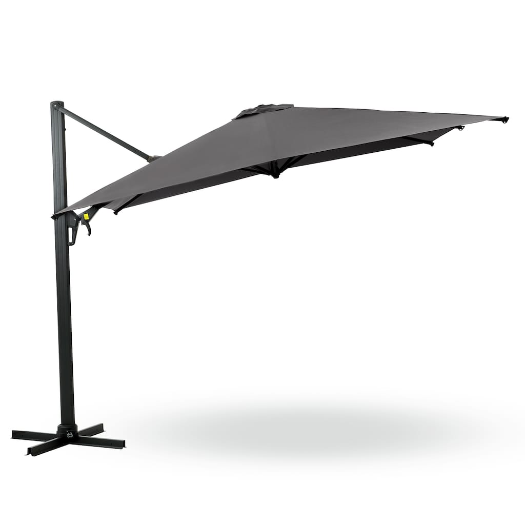 10 FT Outdoor Cantilever Umbrella with 360° Rotation & Tilt, Aluminum Pole, Grey