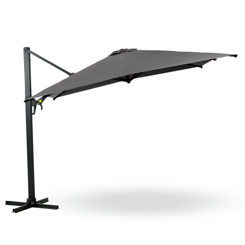 10 FT Outdoor Cantilever Umbrella with 360° Rotation & Tilt, Aluminum Pole, Grey - Grey
