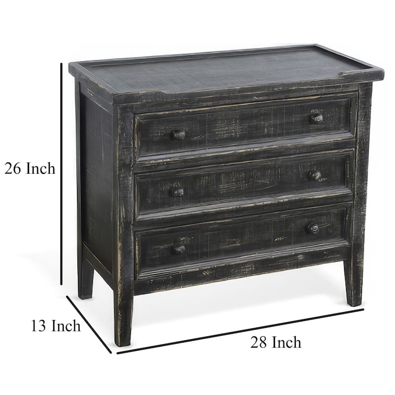 28 in. Rustic Black Rectangle Wood End Table with Storage Drawer for Convenience