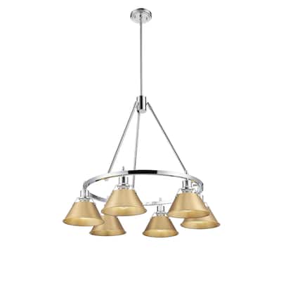 Orwell 6-Light Chandelier in Chrome with Brushed Champagne Bronze - Silver