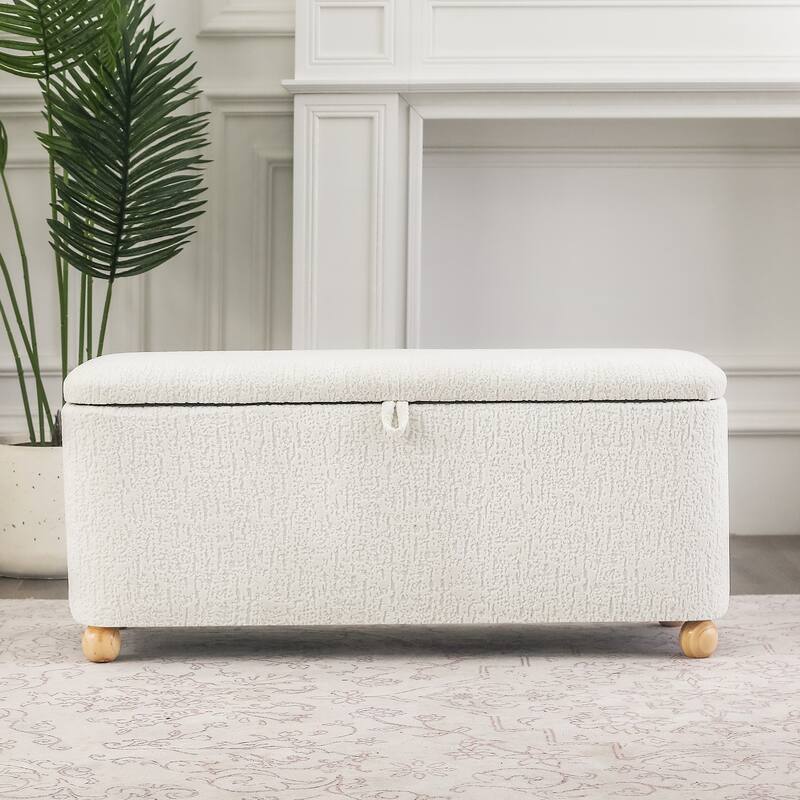 Adeco Storage Ottoman End of Bed Bedroom Entryway Bench
