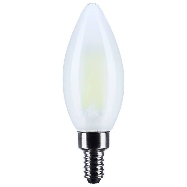 slide 2 of 3, 8W B11 LED Candelabra Base Candle-Tip Frost Finish 5000K CCT Frost