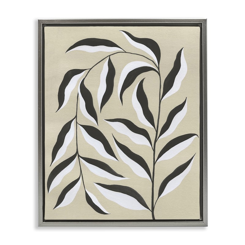 Stupell Natural Curved Vegetation Framed Floater Canvas Wall Art Design By Grace Popp - 17 x 21 - Grey