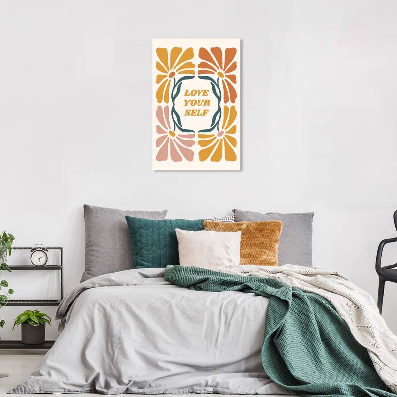 Wynwood Studio Canvas Typography and Quotes Love Yourself Ochre Gold Gold and Modern & Contemporary Wall Art Canvas Print