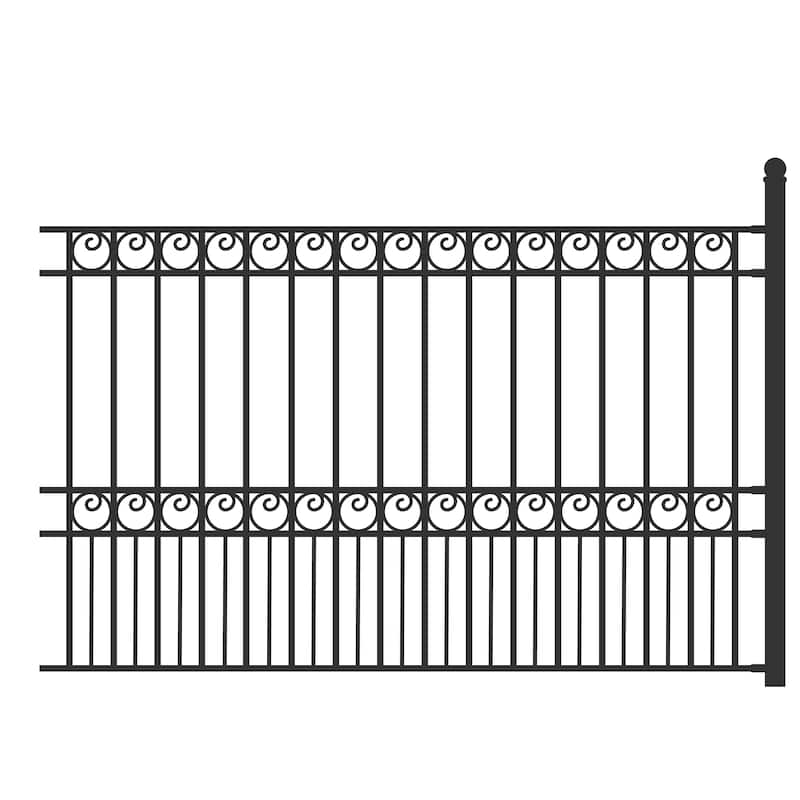 ALEKO Yard Garden Steel Black Fence 8' x 5' Paris Style Set of 2 Panels