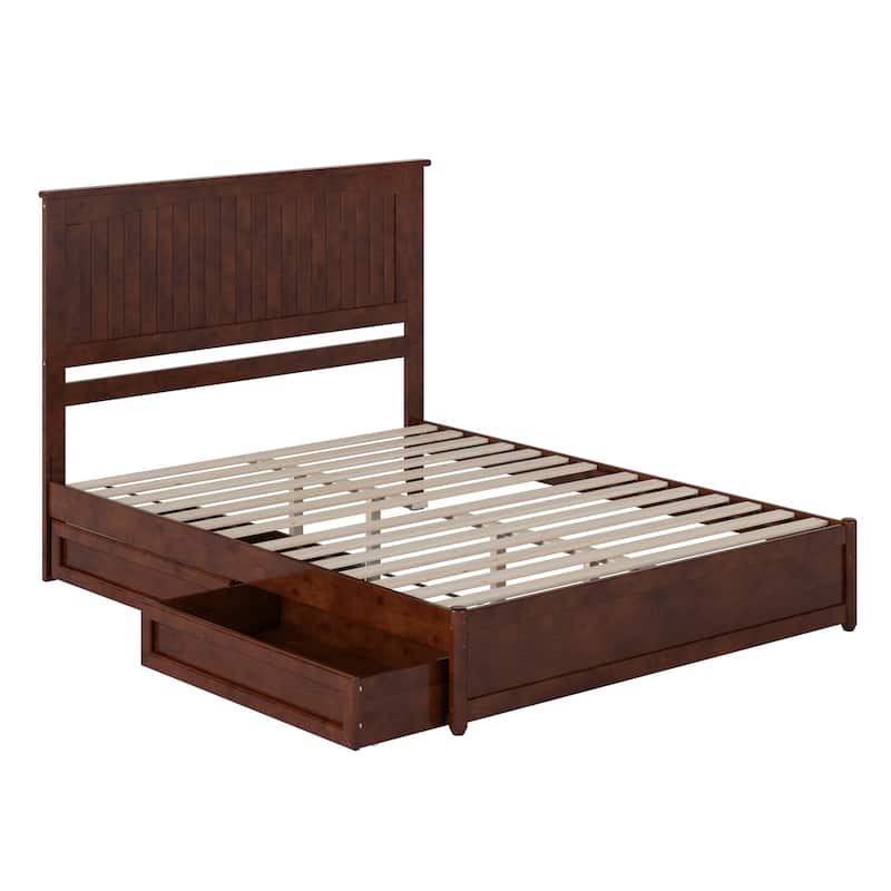Malta Platform Bed with Panel Footboard and Storage Drawers