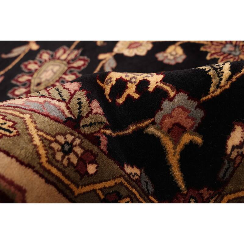 ECARPETGALLERY Hand-knotted Finest Agra Jaipur Black Wool Rug - 7'10 x 10'2