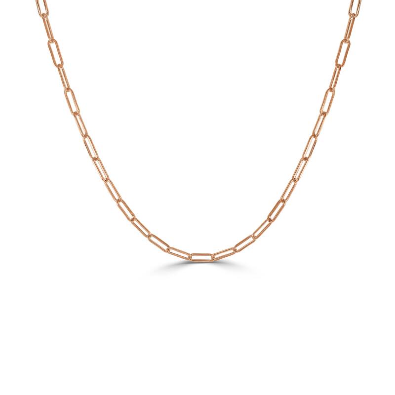 Joelle Collection Gold Link Chain Womens Necklace - 14K Paperclip Link Chain 3.4 mm For Her - 24 Inch - Rose