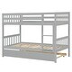 preview thumbnail 9 of 7, Grey Twin over Twin Size Rubber Wood Bunk Bed with Trundle, Ladder and Safety Guardrails