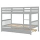 preview thumbnail 27 of 34, Twin over Twin Rubber Wood Bunk Bed with Trundle, Ladder and Safety Guardrails