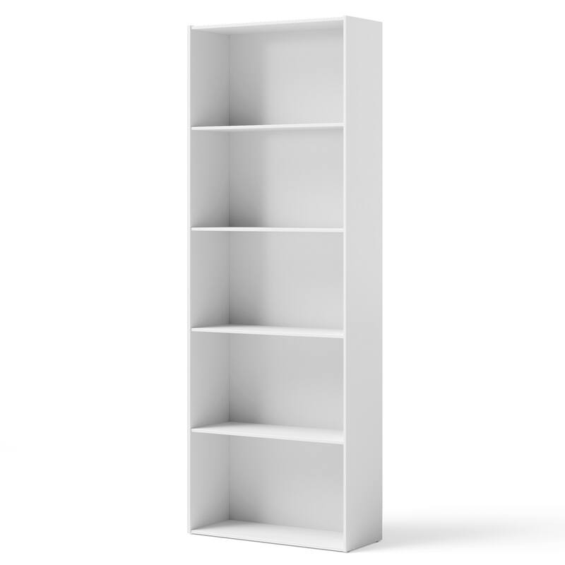 5-Shelf Multi-Functional Wood Bookcase for Home Office - 23.5" x 9.5" x 67"