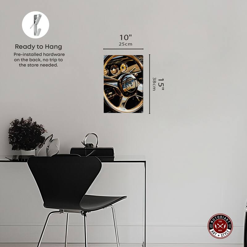 Notoriart Elegant Steering Wheel Gallery Wrapped Car 1 Piece Canvas Wall Art