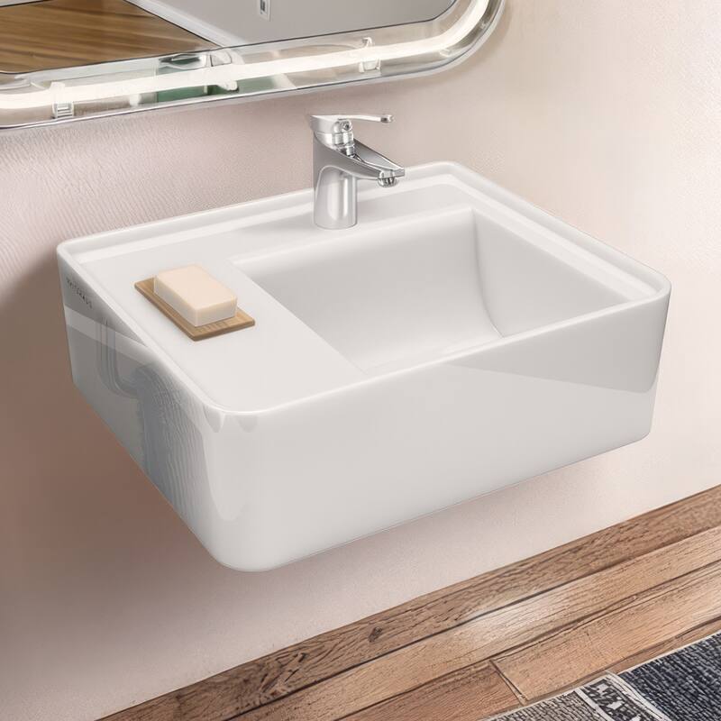 Whitehaus B-RA55-1H 21-5/8" Rectangular Vitreous China Wall Mounted