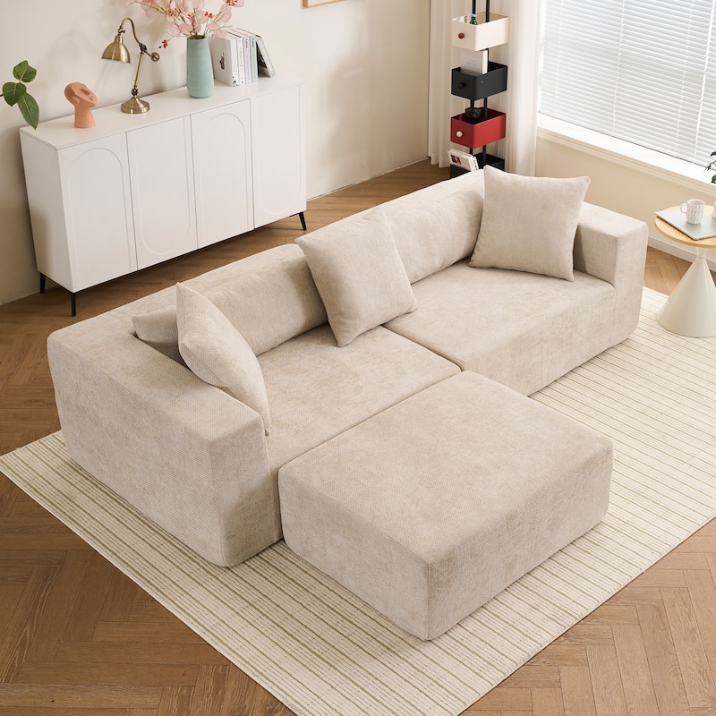 Modular Cross-Section With L-Shaped Lounge Chair, Cloud Sofa,Soft Cushion Sofa - No Installation Required