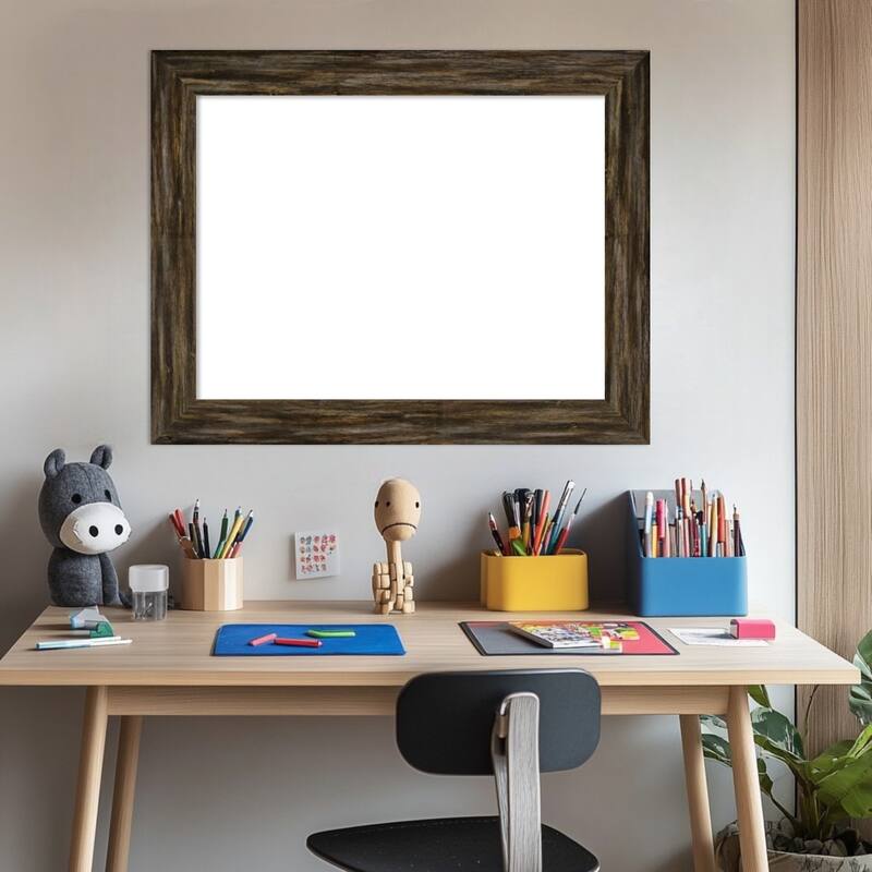 Amanti Art Fencepost Brown Narrow Framed Dry Erase Magnetic Board