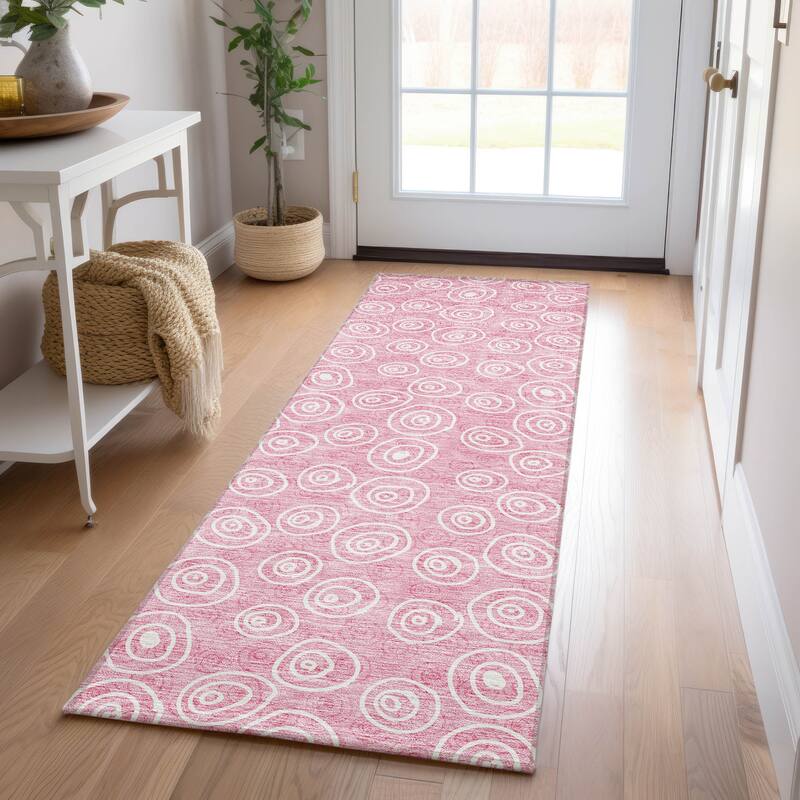 Machine Washable Indoor/ Outdoor Chantille Contemporary Bubbles Rug