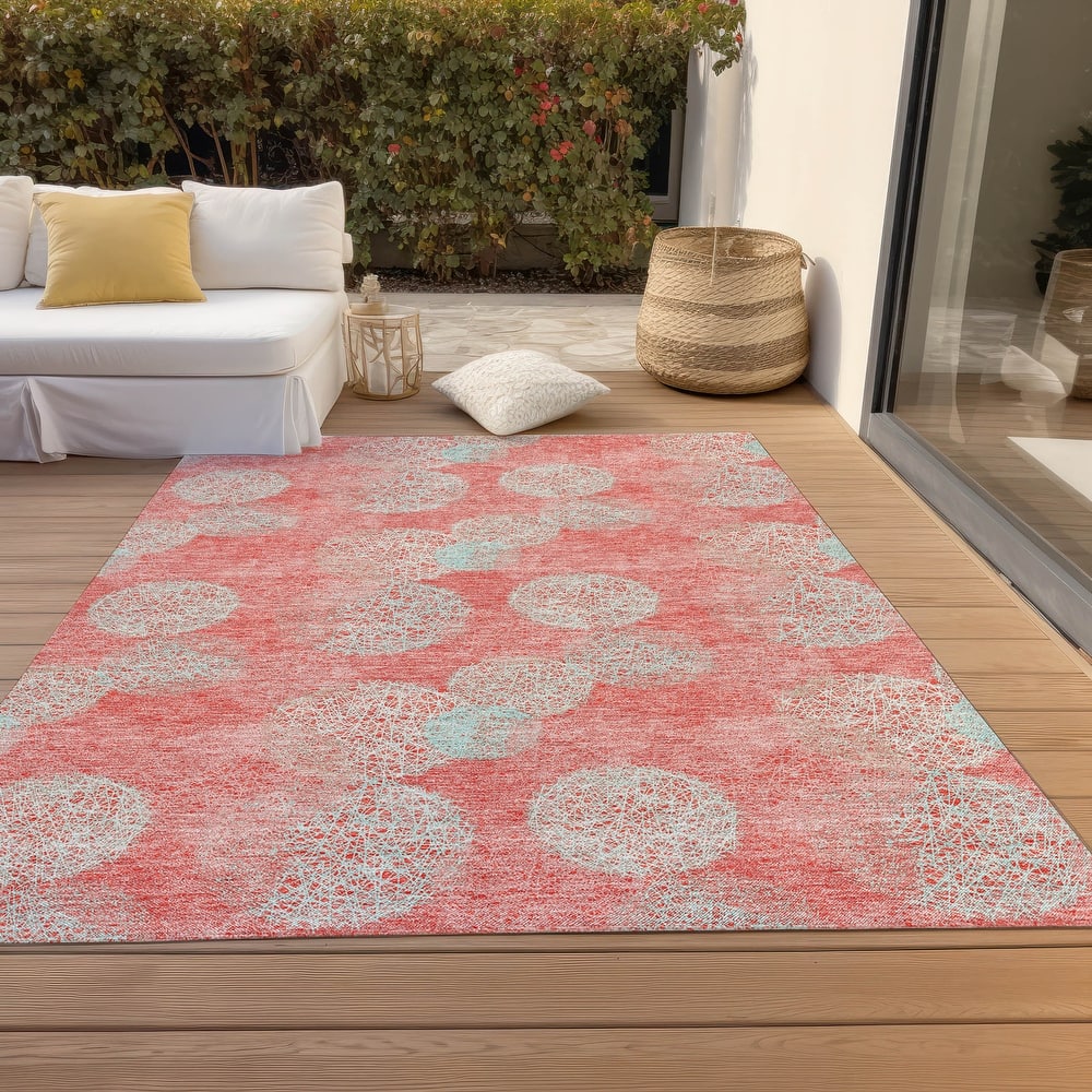 Machine Washable Indoor/ Outdoor Boho Sphere Chantille Rug