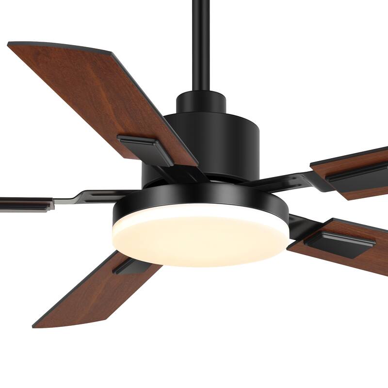52 Inch 5-Blade Integrated LED Ceiling Fan with Light Remote and Downrod