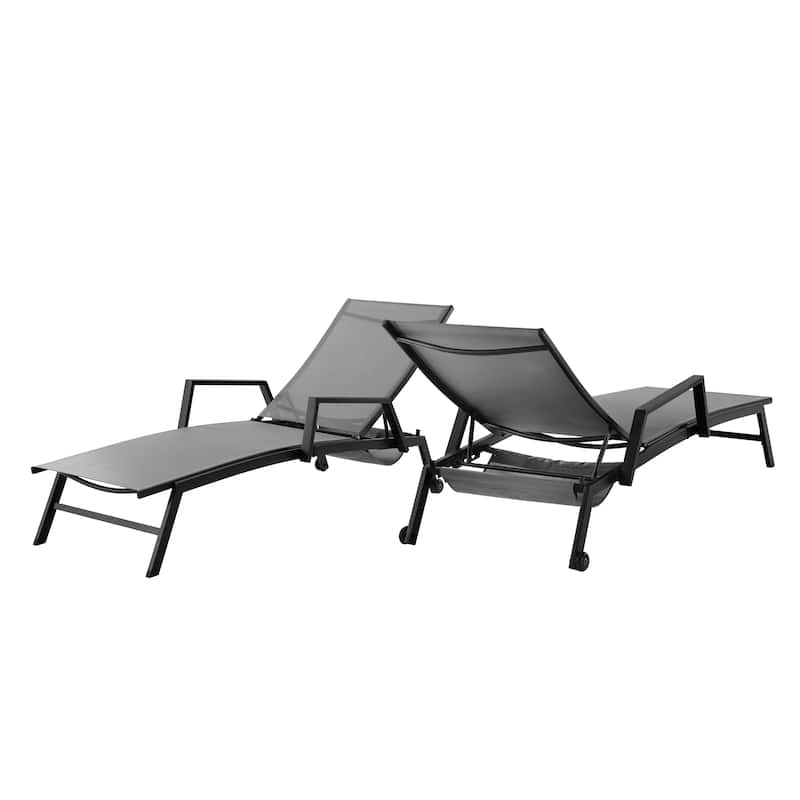 Corvus Sorrento Outdoor Sling Fabric Adjustable Chaise Lounge with Arms