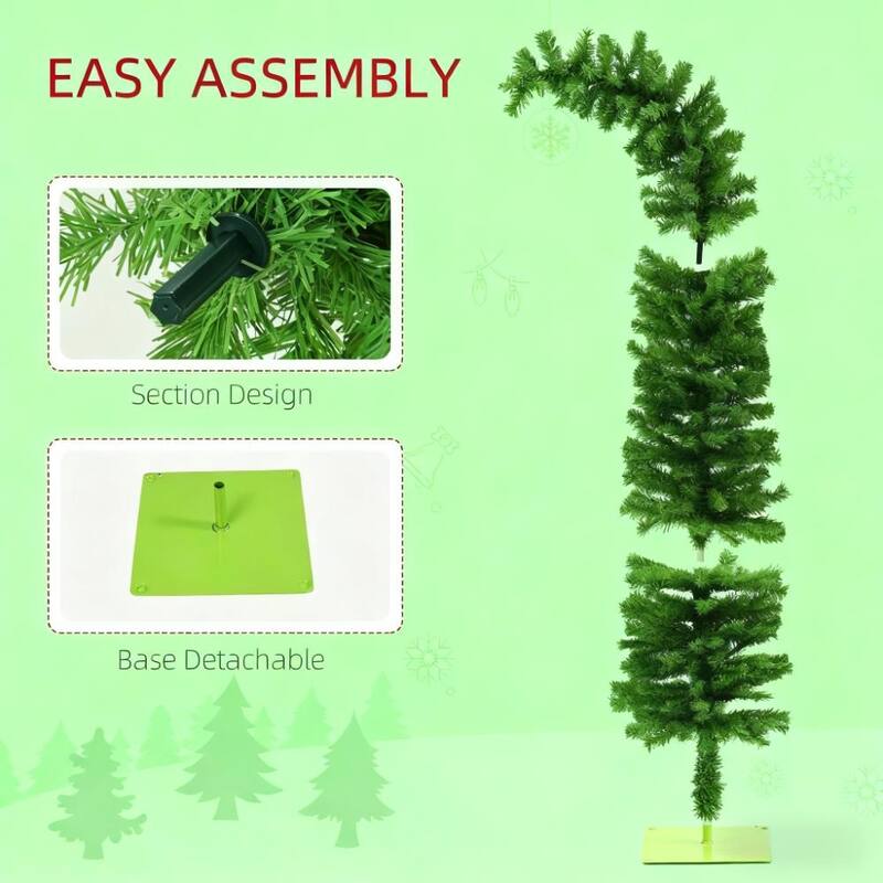 6 Foot Pencil Christmas Tree, Bendable Artificial Christmas Tree with 400 Branch Tips - Green