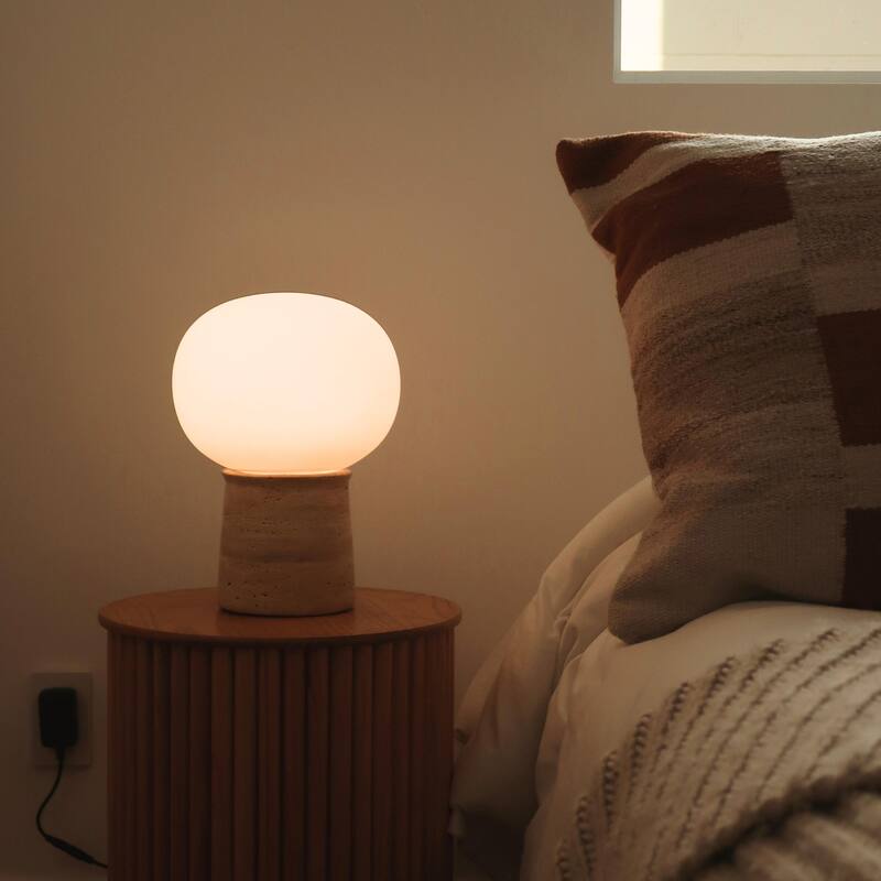 Brightech Neptune 12 in. Mid-Century Modern Gradient Dimmable Integrated LED Bedside Table Lamp