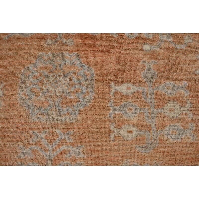 Orange Oushak Turkish Large Rug Hand-Knotted Oriental Wool Carpet - 12'2"x 14'10"