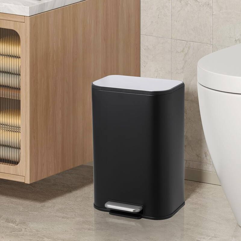 5.3 Gallon/20 L Stainless Steel Garbage Can with Lid, with Foot Pedal & Removable Inner Bucket for Kitchen Bedroom Restroom - Silver