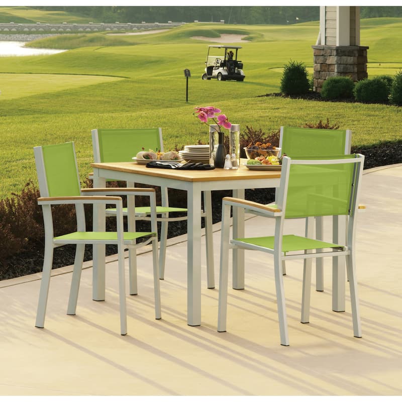 Oxford Garden Travira 5 Piece 39 inch Natural Tekwood Dining Set