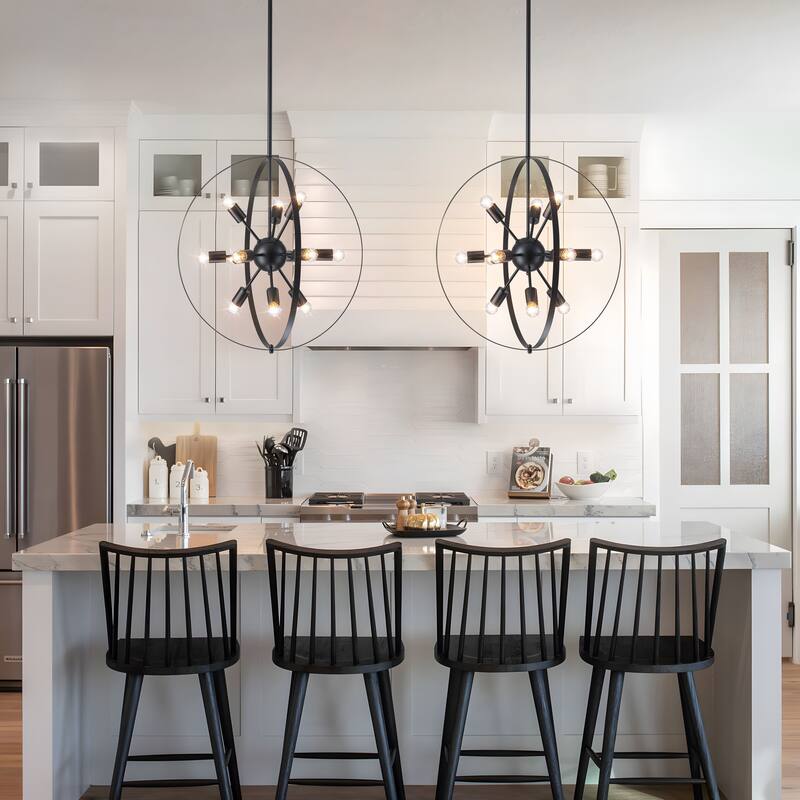 Starsky 12-Light 25in Mid-Century Modern Caged Ceiling Lights Lantern Globe Chandelier