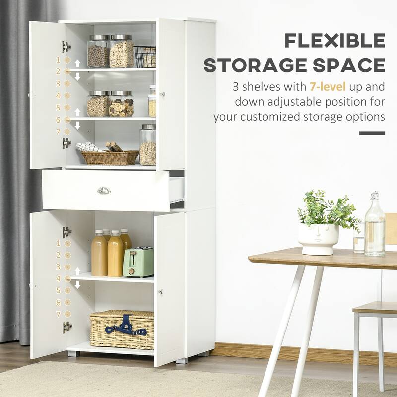 Modern Storage Cabinet with 1 Center Drawer and 3 Adjustable Shelves for Kitchen