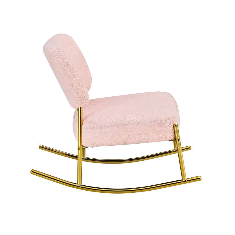 PU/Teddy suede material cushioned rocking chair with metal legs