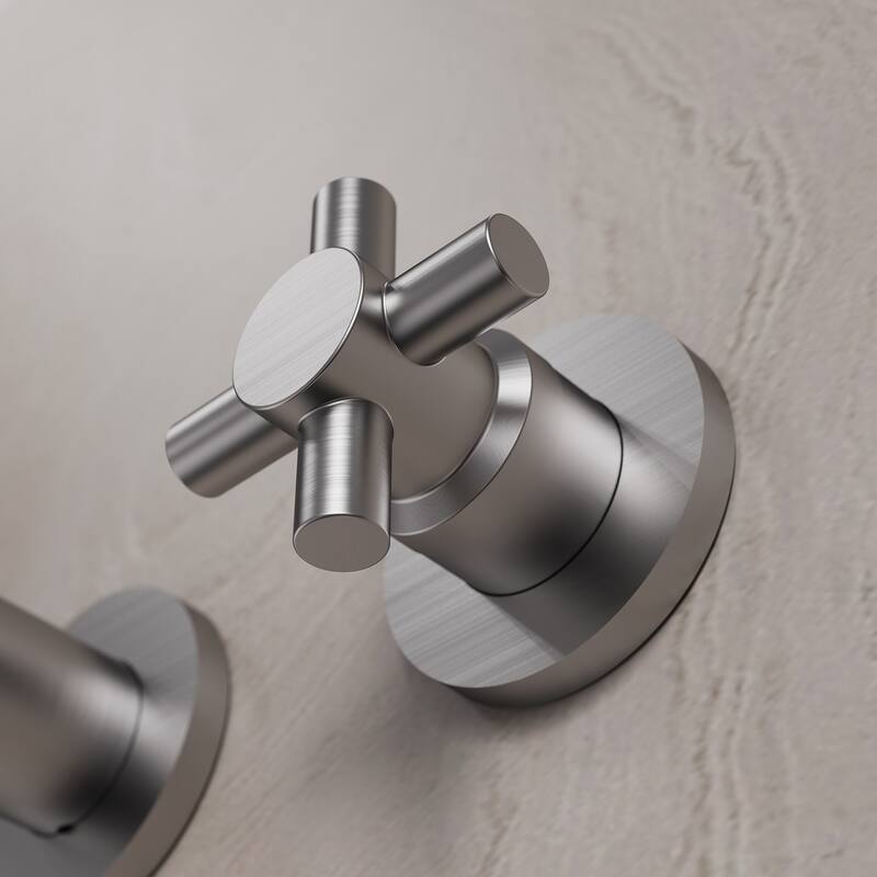 Double Handle Wall Mounted Tub Filler High Flow Tub Faucet Trim